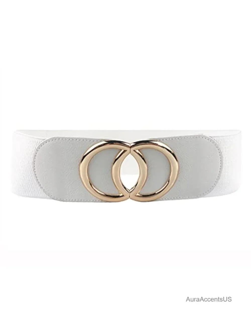 Women's Elastic Waist Cinch Belt with Metal Buckle - Stretchy Wide Belt for